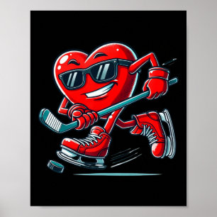 Alla hjärtans dag ishockey roligt rött hjärta kärl poster
