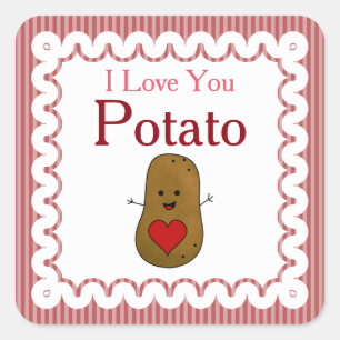 Alla hjärtans dag jag älskar dig potatis, rosa rän fyrkantigt klistermärke