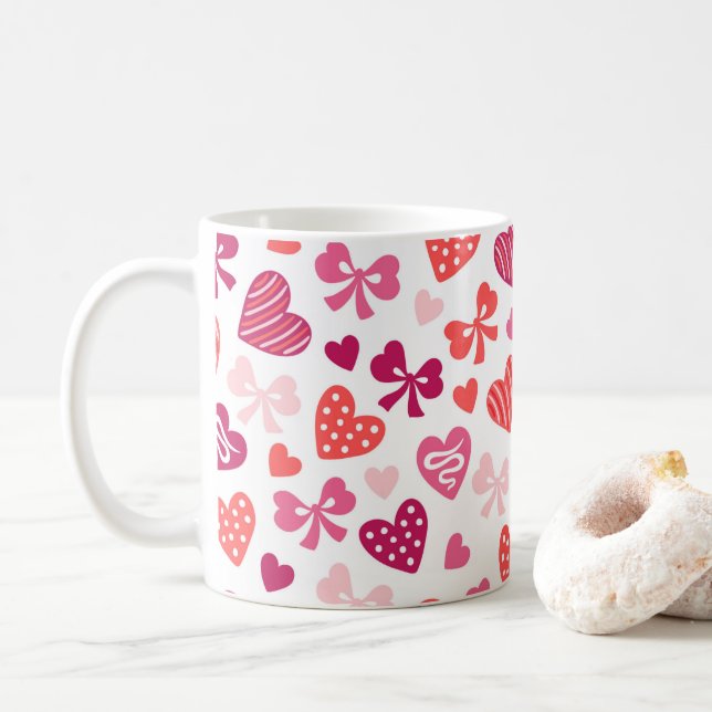 Alla hjärtans dag Kandy Hearts Rosa Rosett band Bo Kaffemugg (Med munk)