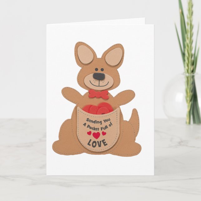 Alla hjärtans dag känguruer semesterkort helgkort (Framsida)