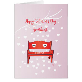 Alla hjärtans dag Kärlek Bench med Hearts Hälsningskort