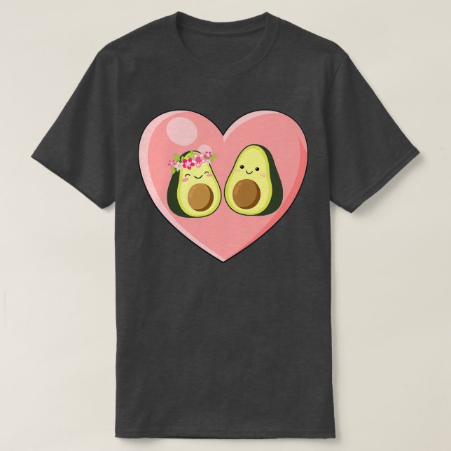 Alla hjärtans dag Kärlek Cute Avocado Couple Hug T Shirt (Design framsida)