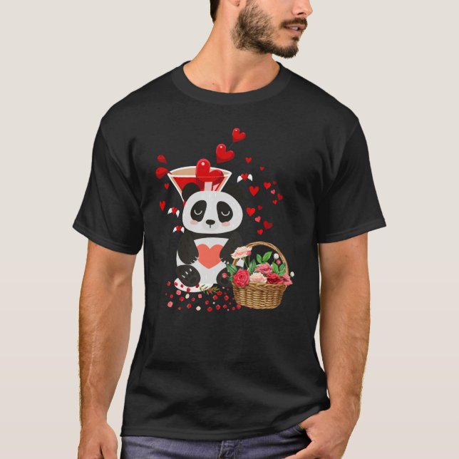 Alla hjärtans dag Kärlek Cute Panda Basket T Shirt (Framsida)