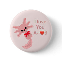 Alla hjärtans dag Kärlek Heart Axolotl-knapp