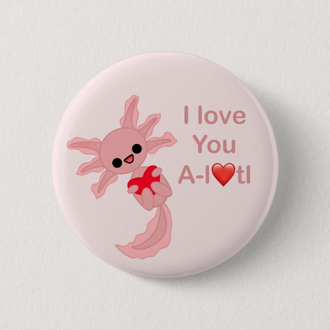 Alla hjärtans dag Kärlek Heart Axolotl-knapp Knapp (Framsida)