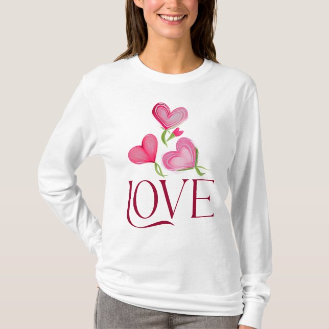 Alla hjärtans dag - Kärlek Heart Kärlek Långärmad T Shirt (Framsida)