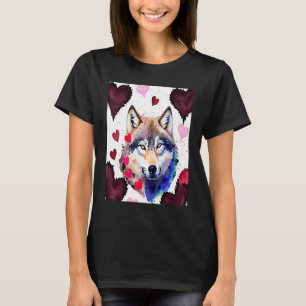 Alla hjärtans dag Kärlek Hjärt Cute Varg Flicka Vä T Shirt