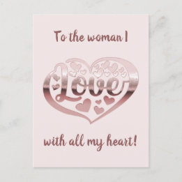 Alla hjärtans dag kärlek hjärta metallisk roséguld vykort