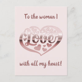 Alla hjärtans dag kärlek hjärta metallisk roséguld vykort