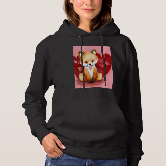 Alla hjärtans dag Kärlek Hjarta Räv Teddy Flicka V T Shirt (Framsida)