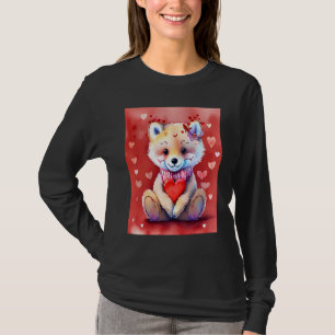 Alla hjärtans dag Kärlek Hjarta Räv Teddy Flicka V T Shirt