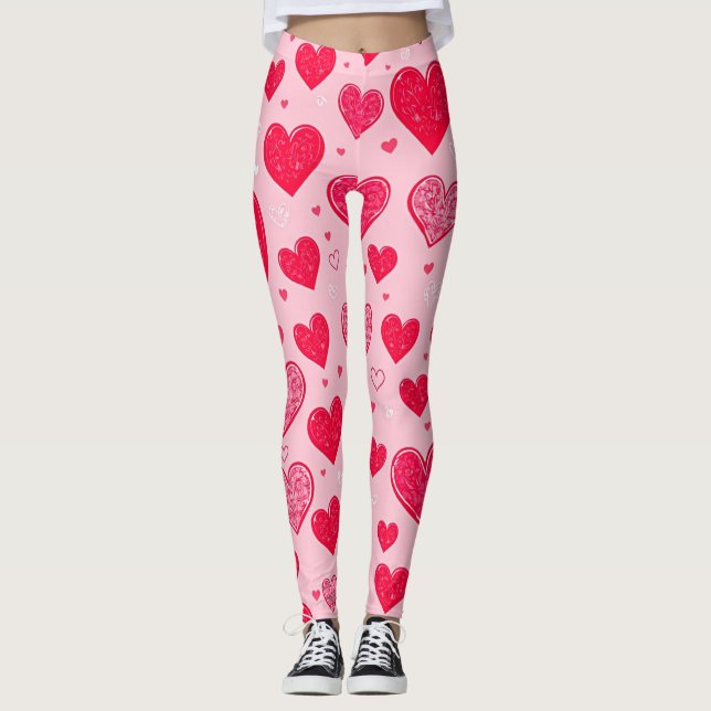 Alla hjärtans dag-kärlek hjärtan leggings (Framsida)