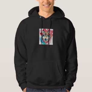Alla hjärtans dag Kärlek Hjärtan Söt Varg Flicka F Hoodie
