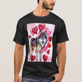 Alla hjärtans dag Kärlek Hjärtan Söt Varg Flickvän T Shirt