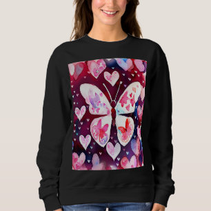 Alla hjärtans dag Kärlek Hjärtformad Fjäril Flickv T Shirt