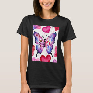 Alla hjärtans dag Kärlek Hjärtformad Fjäril Flickv T Shirt