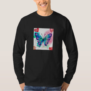 Alla hjärtans dag Kärlek Hjärtformad Fjäril Flickv T Shirt