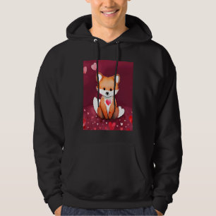 Alla hjärtans dag Kärlek Hjärtformad Räv Teddy Fli Hoodie
