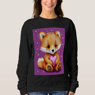 Alla hjärtans dag Kärlek Hjärtformad Räv Teddy Fli T Shirt