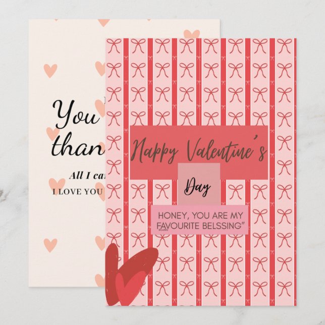 Alla hjärtans dag kärlek julkort (Fram/baksida)