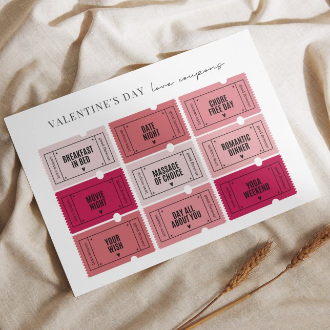 Alla hjärtans dag, Kärlek-kuponger tryckta Pappra  (Skapare uppladdad)