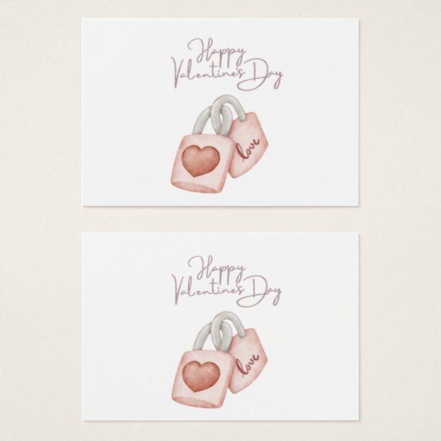 Alla hjärtans dag Kärlek Lås Heart Romantic Rosa Visitkort (Framsida & baksida)