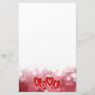 Alla hjärtans dag Kärlek Red Hearts Brevpapper