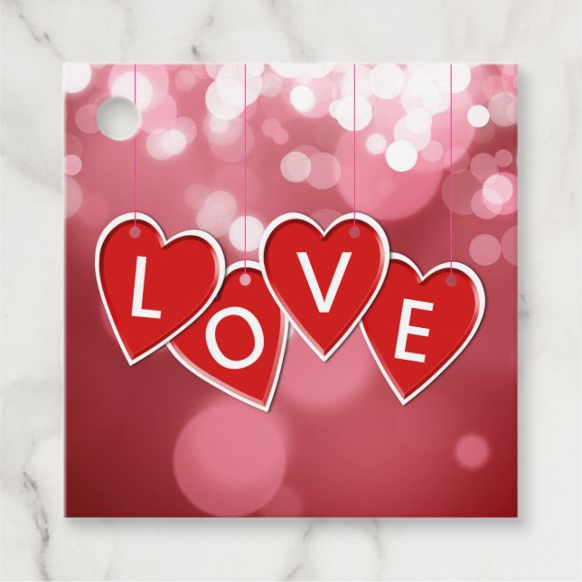 Alla hjärtans dag Kärlek Red Hearts Gåvor Etiketter (Framsida)