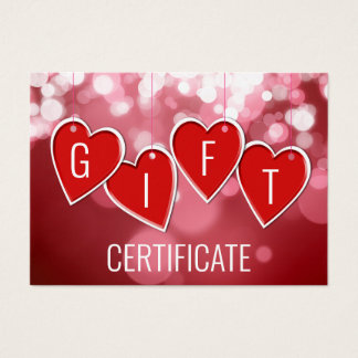 Alla hjärtans dag Kärlek Red Hearts Gift Certifica Visitkort