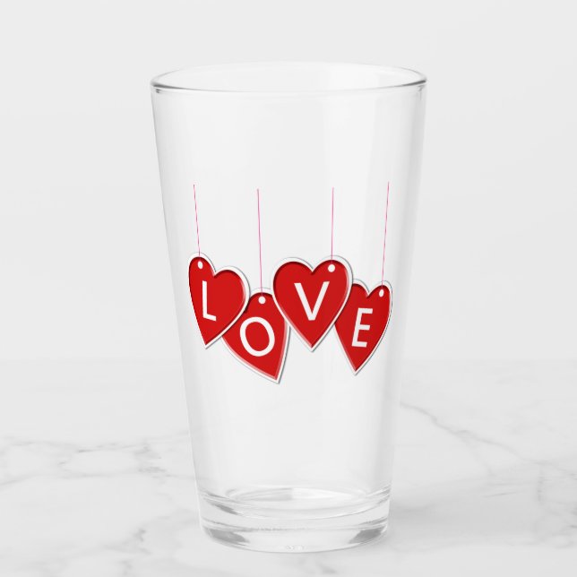 Alla hjärtans dag Kärlek Red Hearts Glaskopp (Framsida)