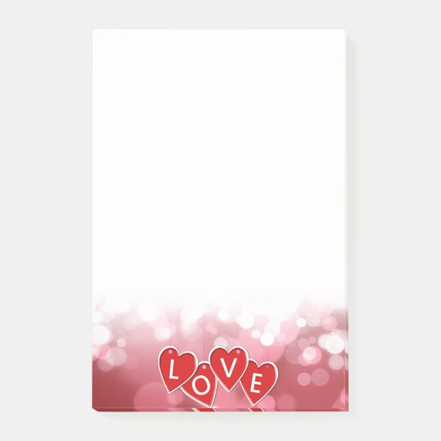 Alla hjärtans dag Kärlek Red Hearts Post-it Block (Framsida)