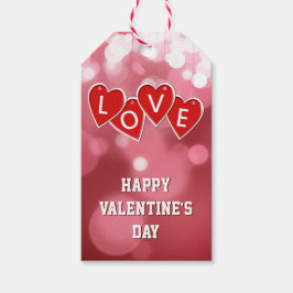 Alla hjärtans dag Kärlek Red Hearts Presentetikett