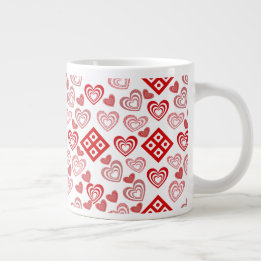 Alla hjärtans dag Kärlek Rosa, Röda och vita Mönst Jumbo Mugg