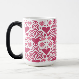 Alla hjärtans dag Kärlek Rosa, Röda och vita Mönst Magisk Mugg