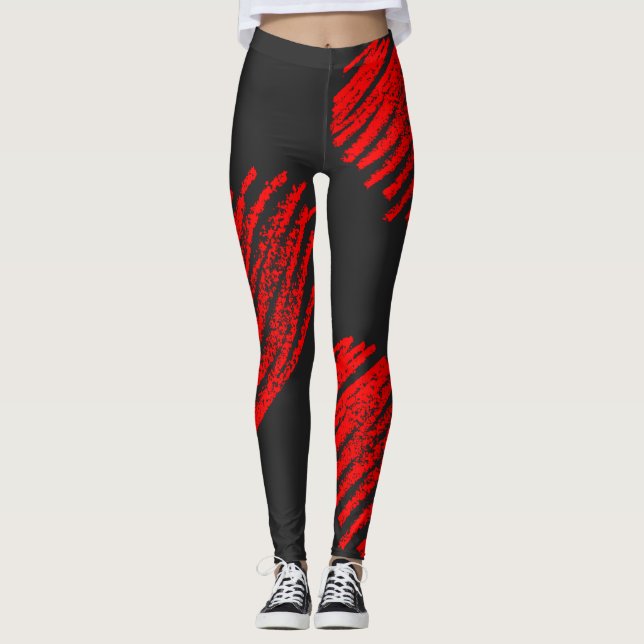 Alla hjärtans dag, Kärlek, Rött hjärta, Dans, Trän Leggings (Framsida)