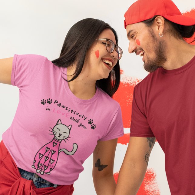 Alla hjärtans dag Kat Kärlek Heart T Shirt (Skapare uppladdad)