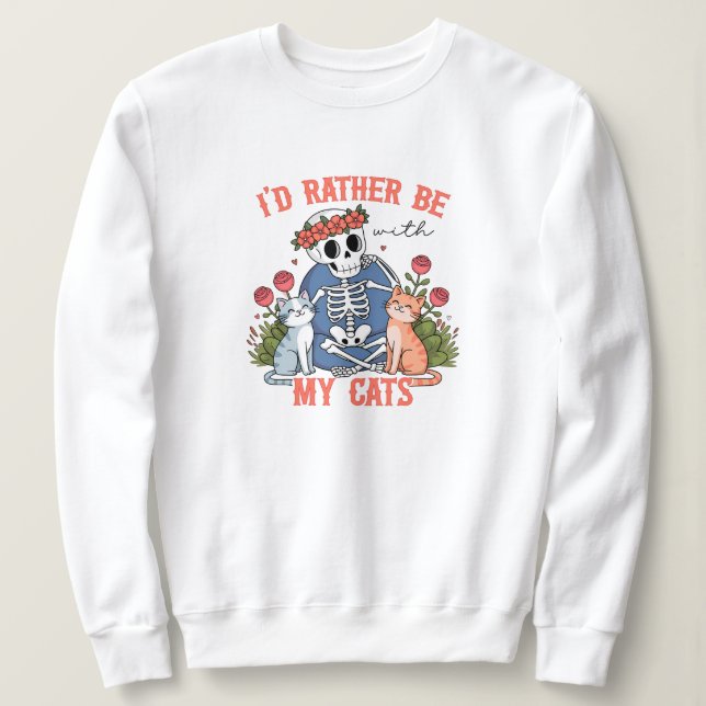 Alla hjärtans dag Kat Lover Skeleton T Shirt (Design framsida)