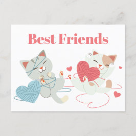 Alla hjärtans dag Kats Heart Yarn Kitten Best Frie Vykort