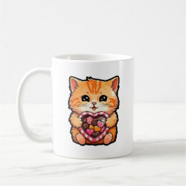Alla hjärtans dag Katt: Cute Kattunge med hjärta Kaffemugg