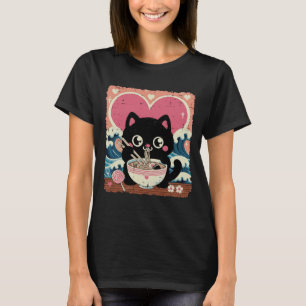 Alla hjärtans dag Katt Ramen Kawaii Japanska Flick T Shirt