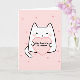 Alla hjärtans dag katt rosa hjärtan du hade mig på kort