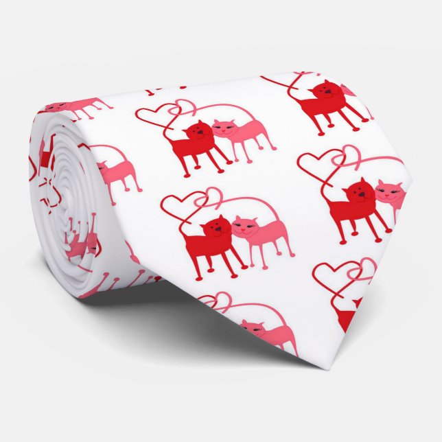 Alla hjärtans dag Katt - Valentine Neck Tie Slips (Rullad)