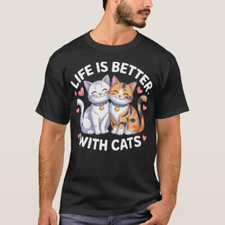 Alla hjärtans dag Kattälskare Livet är bättre med T Shirt
