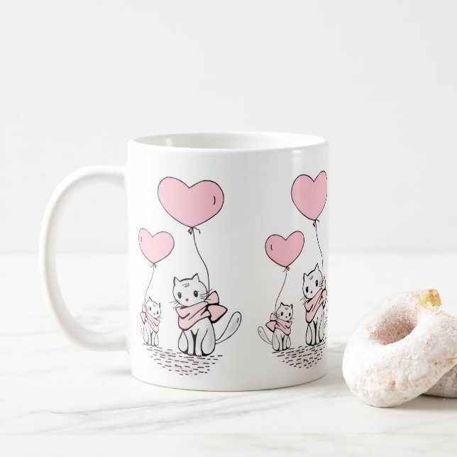 Alla hjärtans dag Katter Rosa Hjärtan Muggar (Med munk)