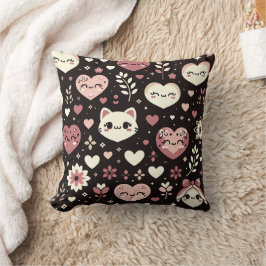 Alla hjärtans dag Kawaii Cats Hearts Flower Mönste Kudde