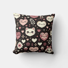 Alla hjärtans dag Kawaii Cats Hearts Flower Mönste Kudde