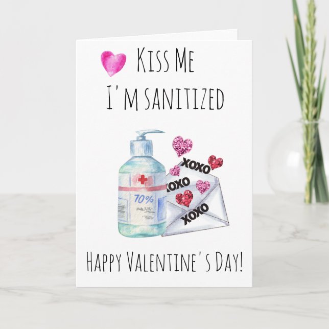 Alla hjärtans dag Kiss me jag är sanerad karantän Kort (Framsida)