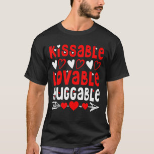 Alla hjärtans dag Kissable Lovable Huggable Funny T Shirt