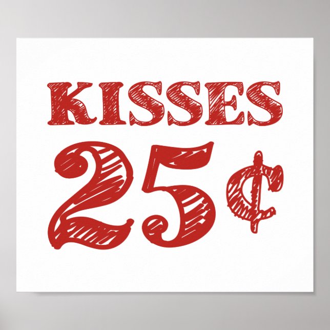 Alla hjärtans dag Kisses 25 cent Poster (Framsidan)