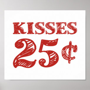 Alla hjärtans dag Kisses 25 cent Poster